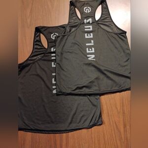 Neleus Black Mesh Tank Tops